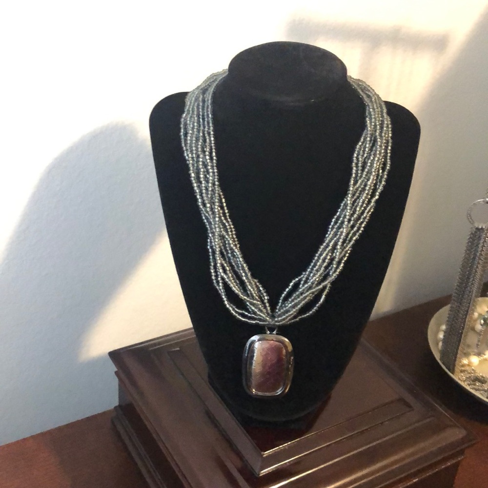 Grey and silver fashion necklace